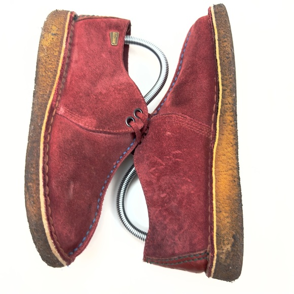 Clarks Desert Trek Women's Shoes Red Suede Crepe Sole Split Toe Moccasins Sz 6.5 - Picture 9 of 10